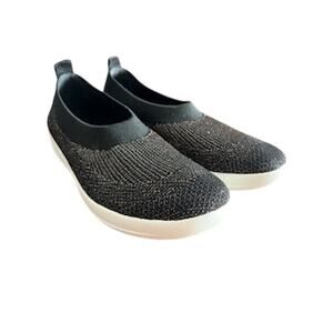 FITFLOP Women's sz 9M Uberknit Sparkle Black Slip On Flats